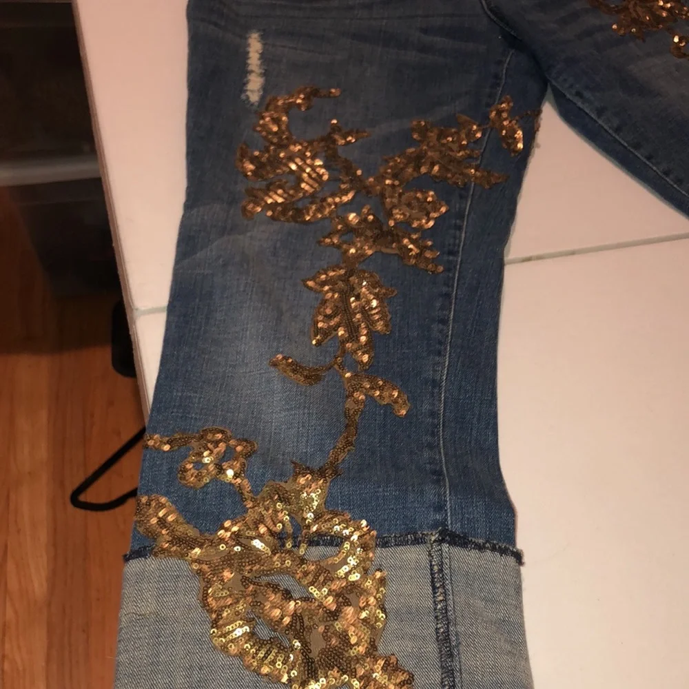 Pilcro and the Letterpress Blue Jeans with Gold Accents - Picture 2 of 15
